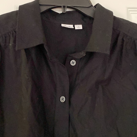 Gap Black Long Sleeve Shift Dress. Buttons to Waist. Cotton & Eyelet Bottom EC - Picture 4 of 11